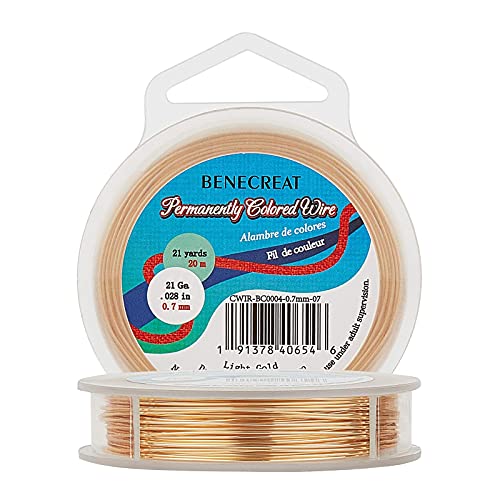 BENECREAT Fil cuivre 0,7 mm 20 m or clair anti-ternissement