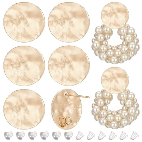 BENECREAT Clous Oreilles Rond Martelé Doré 15mm x12