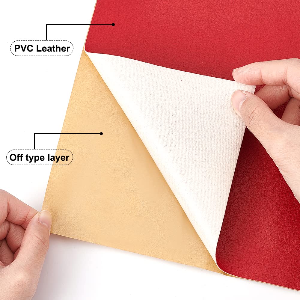 BENECREAT patch cuir synthétique autocollant rouge 60x30cm