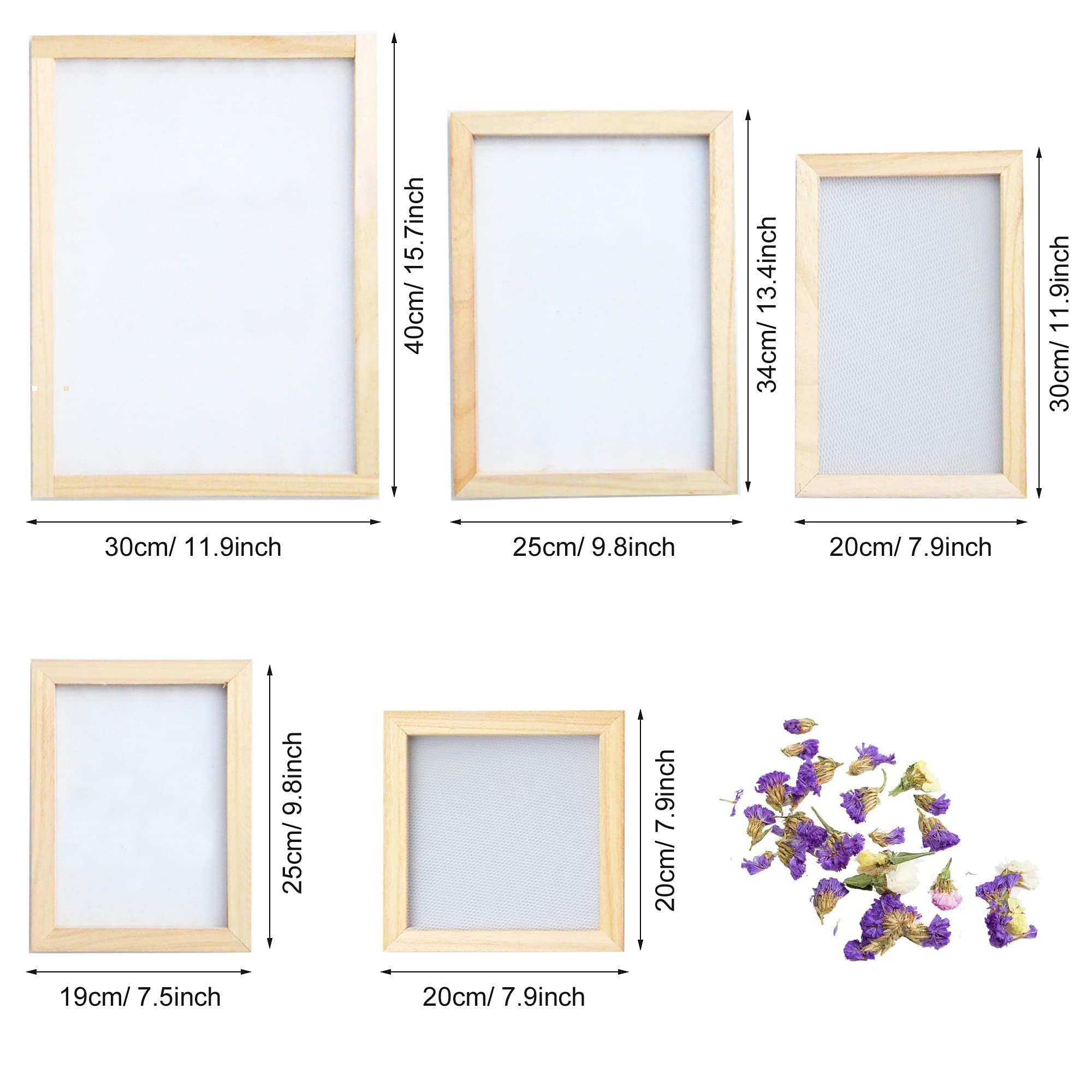 Cayway Kit Fabrication Papier 11 pcs 5 cadres fleurs séchées