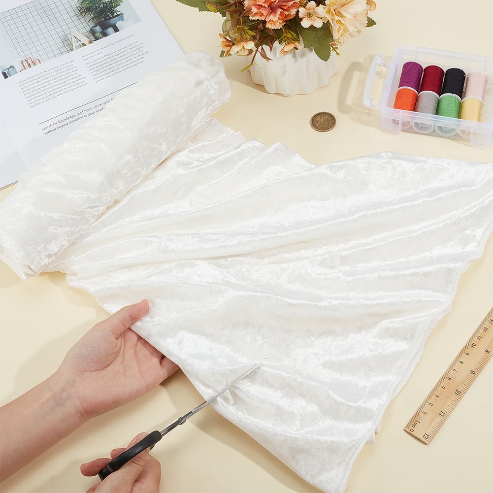 BENECREAT Velours Écrasé Tissu Blanc 1,6x1m
