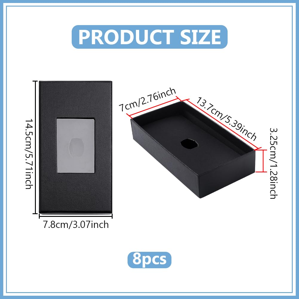 BENECREAT Boîte cravate carton noir fenêtre rectangulaire x8