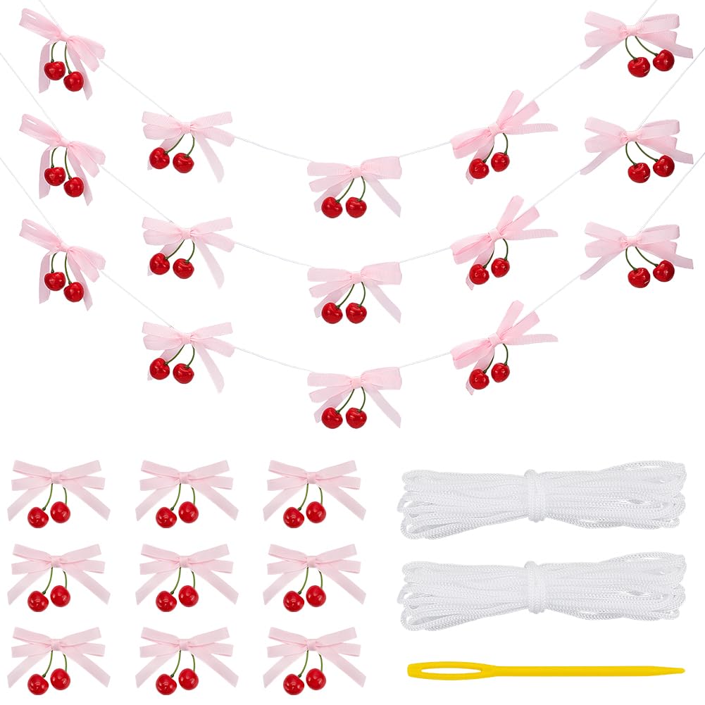 BENECREAT Cerise et Nœud décoration suspendue FireBrick 24 pcs