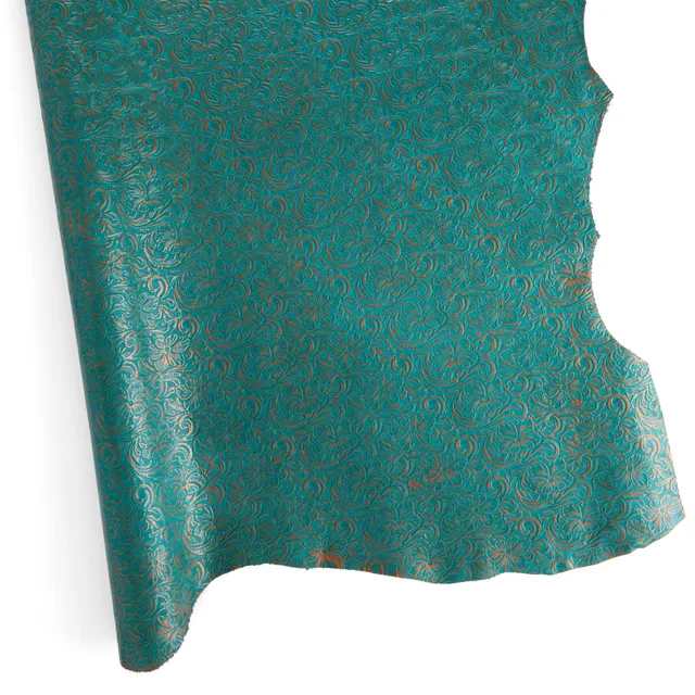 Tandy Leather flanc cuir turquoise floral métallisé gaufré