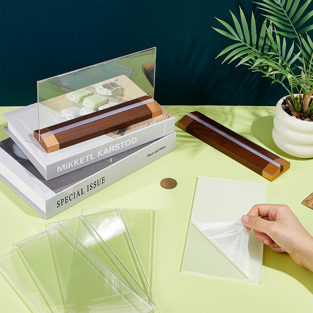 BENECREAT Porte-plaque bureau acrylique noyer 5 pcs