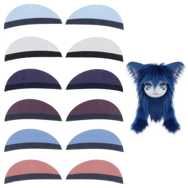BENECREAT Yeux de Poupée appliques feutrine 6 couleurs x6 paires