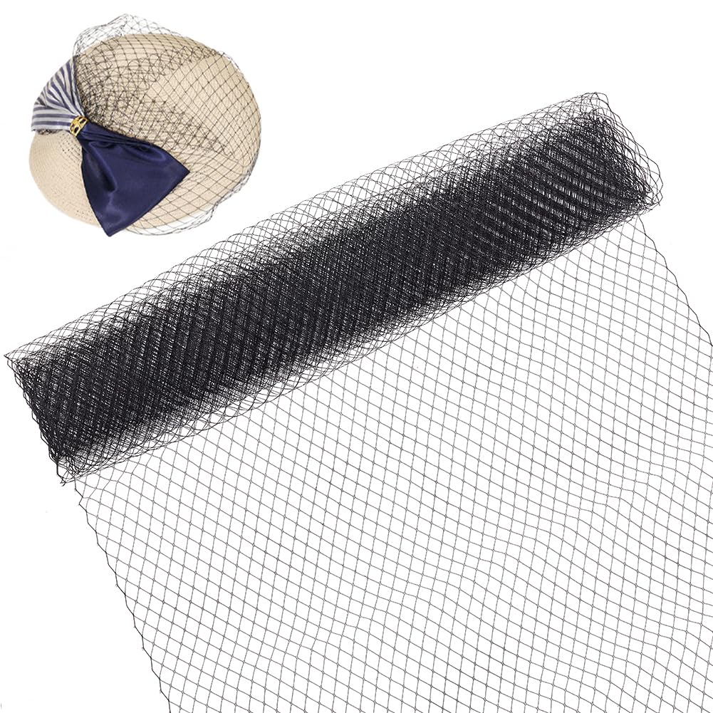 BENECREAT voilette chapeau organza noir 45cm x 2m mariage