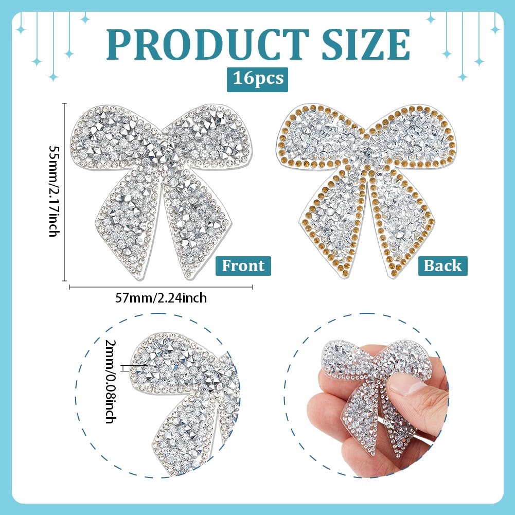BENECREAT patchs strass nœud papillon thermocollants x16 argenté
