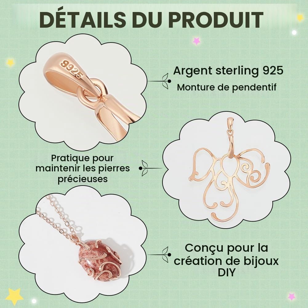 BENECREAT base pendentif irrégulier argent 925 or clair