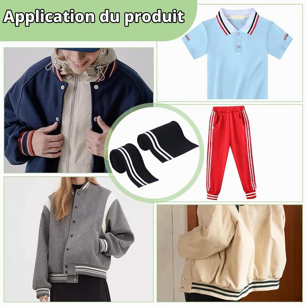 BENECREAT bord-côte tricot noir rayures 4 pièces