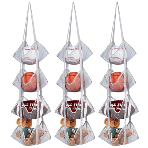 BENECREAT Organisateur Balles Maille Gris 3pcs 4 Niveaux