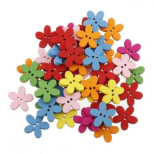 ROSENICE Boutons Fleur Bois Multicolore 15mm x100 Couture