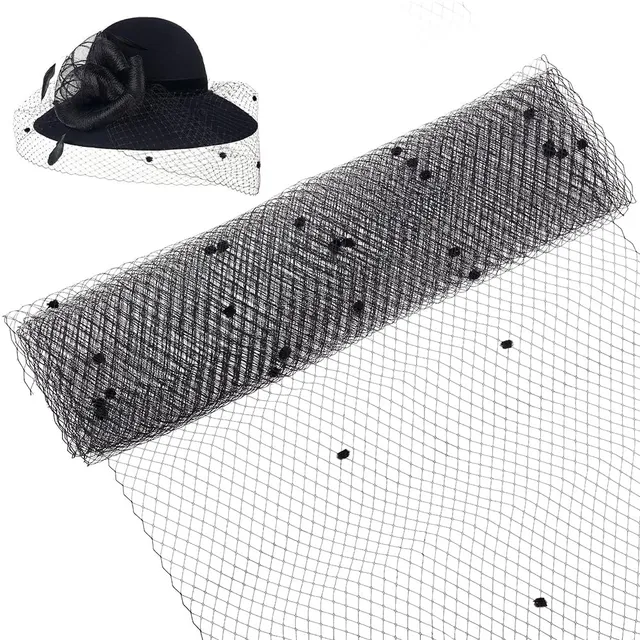 BENECREAT voilette chapeau organza noir 45cm x 2m mariage