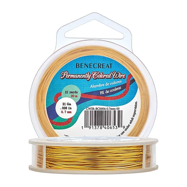 BENECREAT Fil Cuivre Doré Bijoux 0,7mm 20m Anti-ternissement