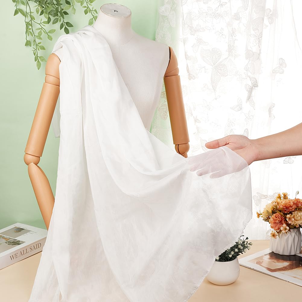BENECREAT Tissu Organza Soie Blanc Pur 1mx1,4m