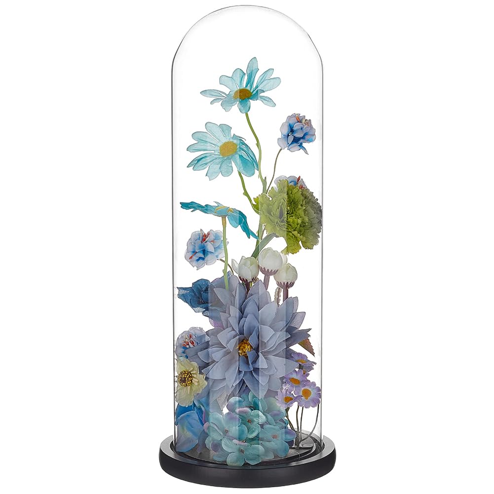 BENECREAT cloche verre arche base bois 36,6 cm