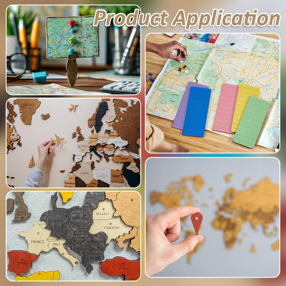 BENECREAT épingles carte bois cœur 5 couleurs 250 pcs
