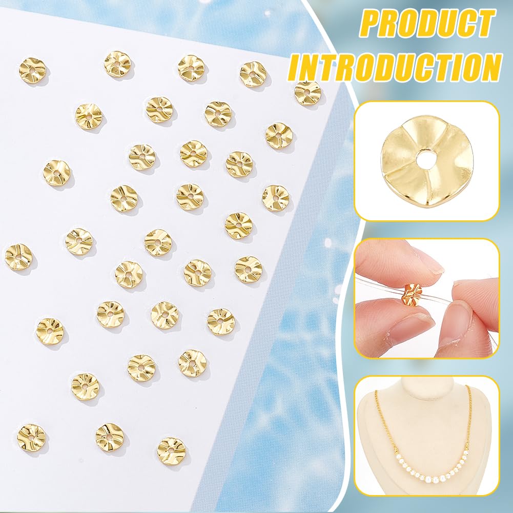 BENECREAT Perles Espacement Plaqué Or 18K 6mm 50 Pcs Disque