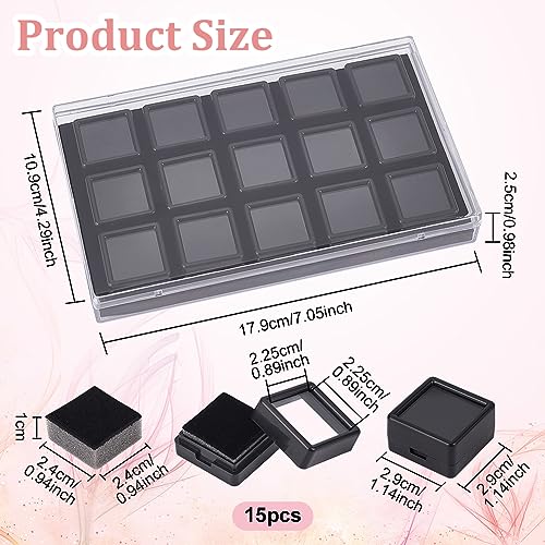 BENECREAT Boîtes Présentation Pierres Acrylique Noires 15pcs