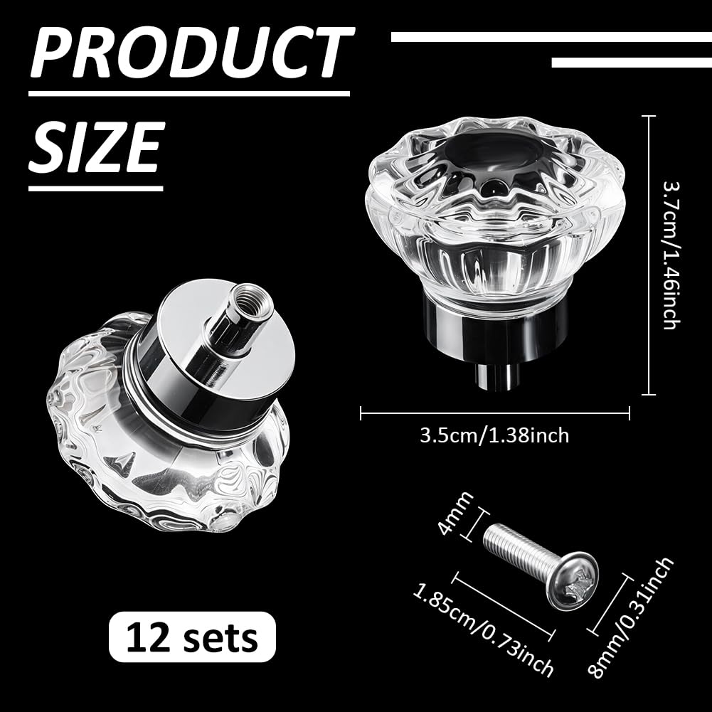 BENECREAT poignées meuble cristal rond 37 mm lot de 12