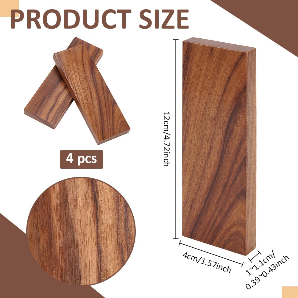 BENECREAT Plaquette Manche Couteau Bois Palissandre 120mm x4