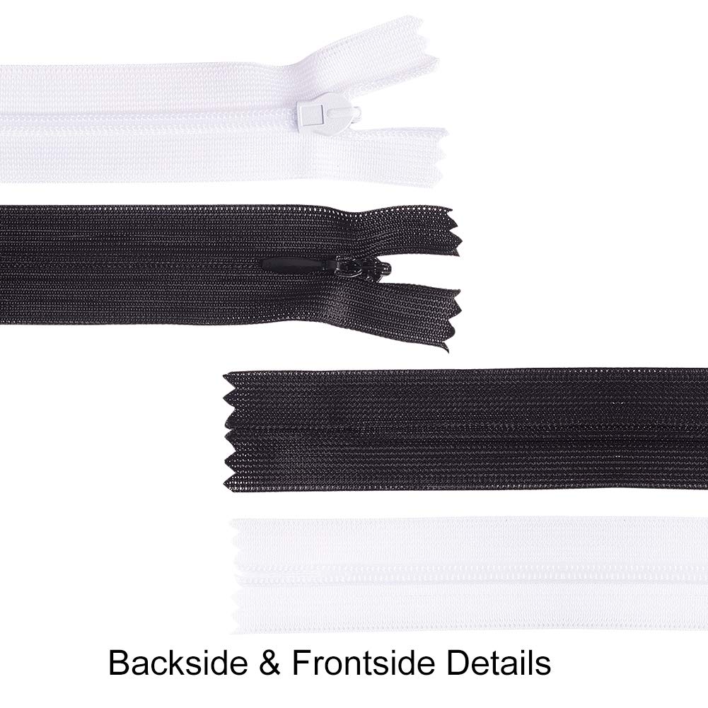 BENECREAT Fermeture éclair invisible 60 pièces noir blanc