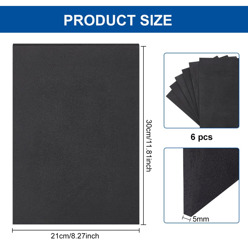 BENECREAT noir mousse EVA autocollante 5mm 21x30cm 6 pcs
