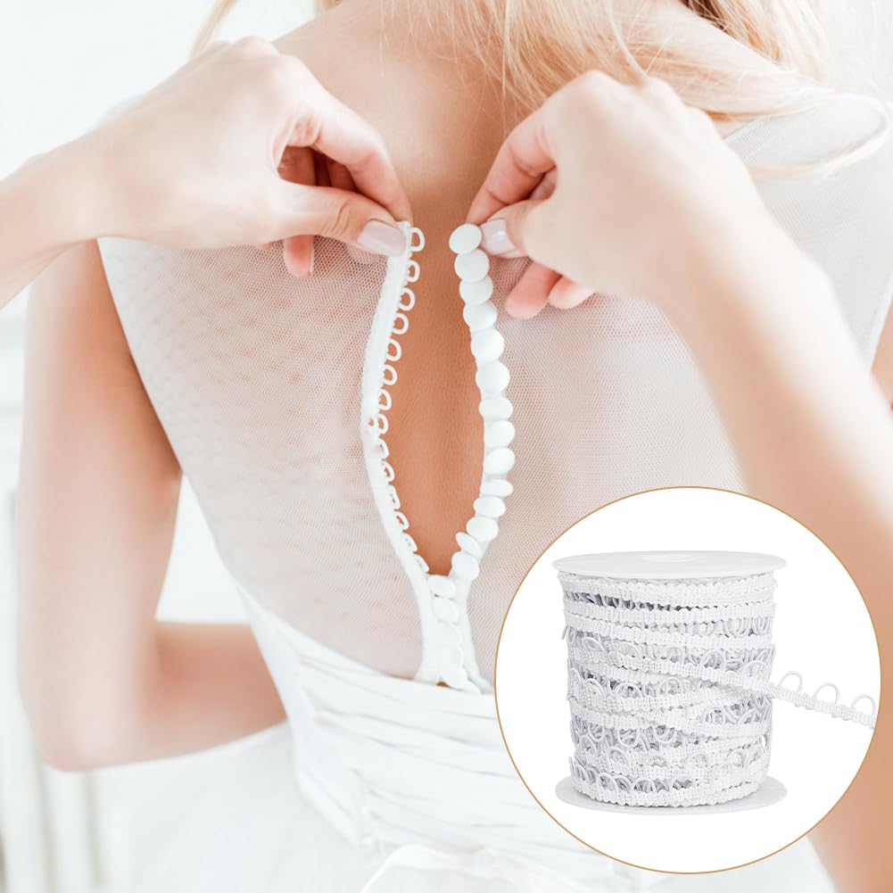 BENECREAT Garniture tressée boutons élastique blanc 22,5 m