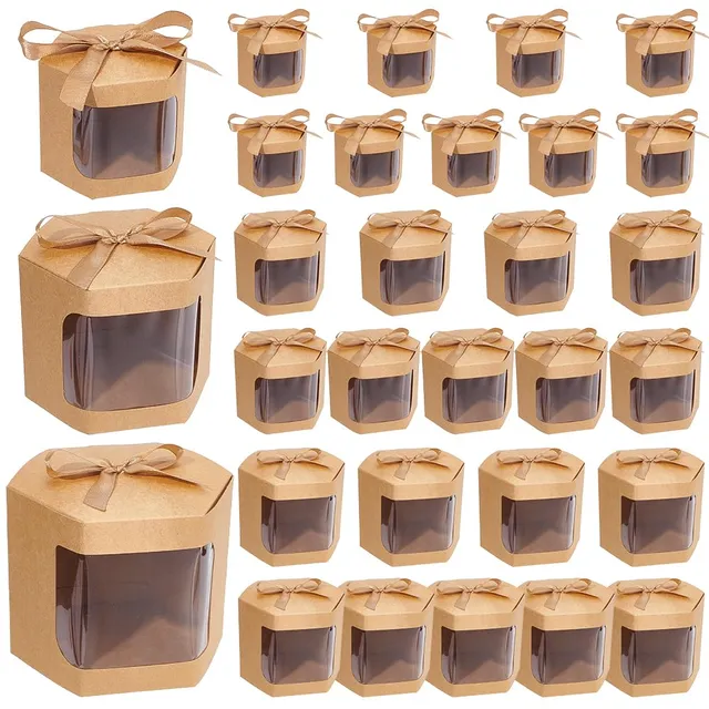 BENECREAT 30 boîtes pâtissières kraft tan hexagonales