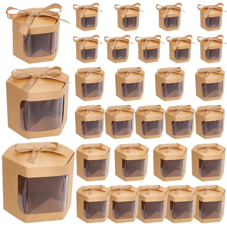 BENECREAT 30 boîtes pâtissières kraft tan hexagonales