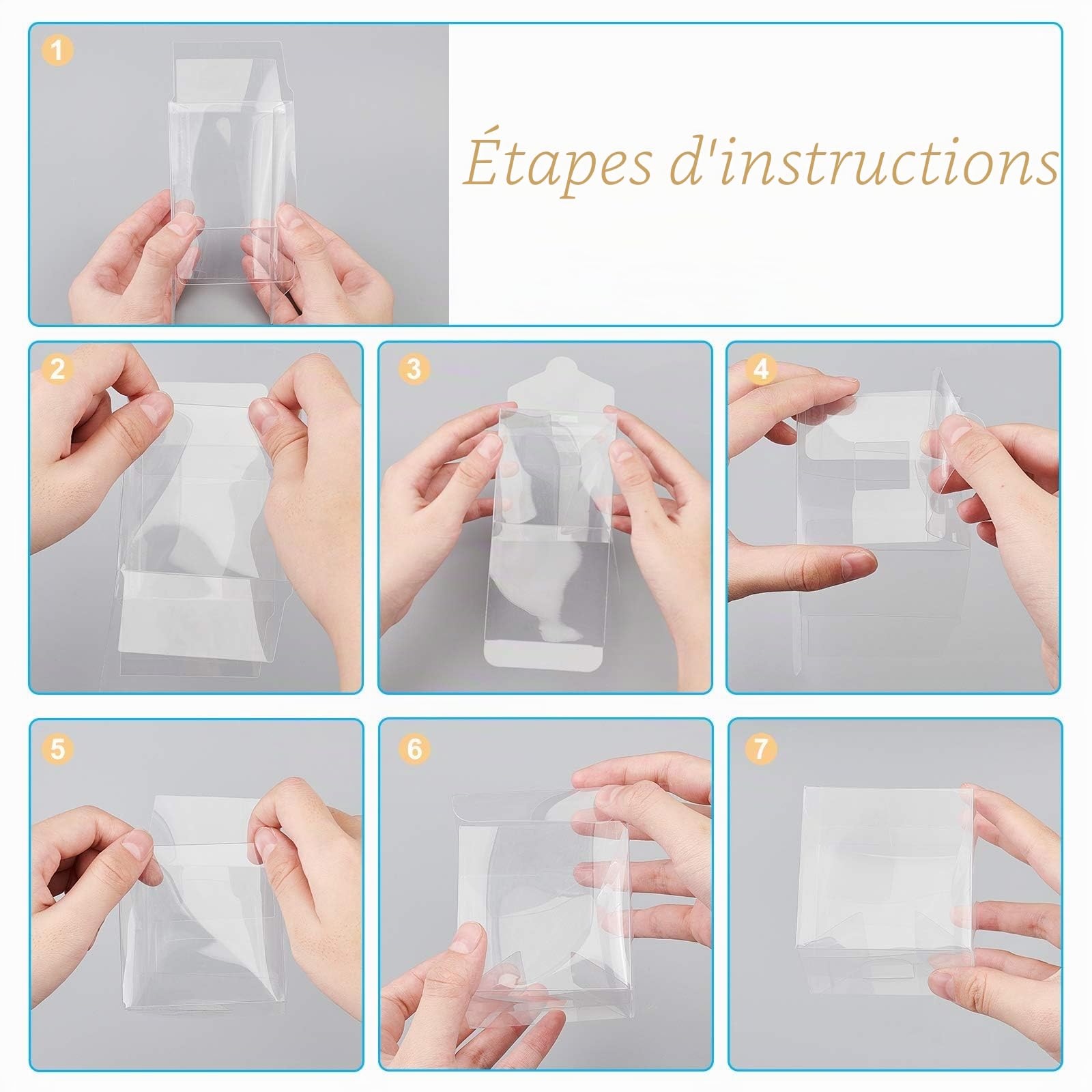 BENECREAT boîtes cube PVC transparentes 7cm lot 30