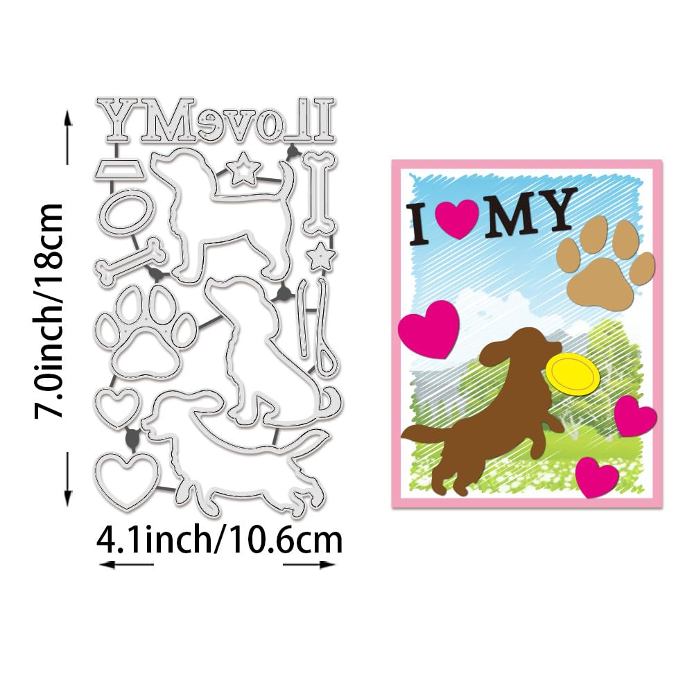 BENECREAT Matrices de Découpe J'aime Mon Chien 10,6x18 cm