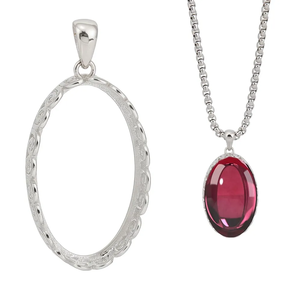 BENECREAT Support Pendentif Argent 925 Couronne Ovale 23x14mm