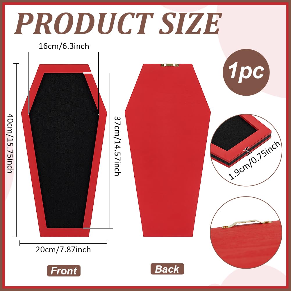 BENECREAT tableau feutrine cercueil rouge foncé 40x20cm