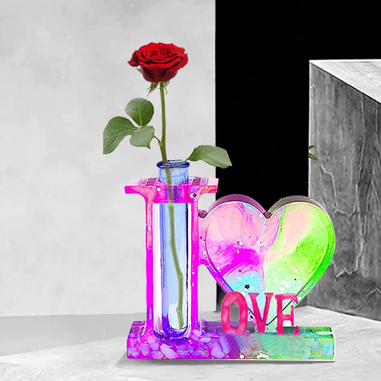 Cayway Moule Résine Vase Cadre Photo 13,6 cm + 3 Tubes