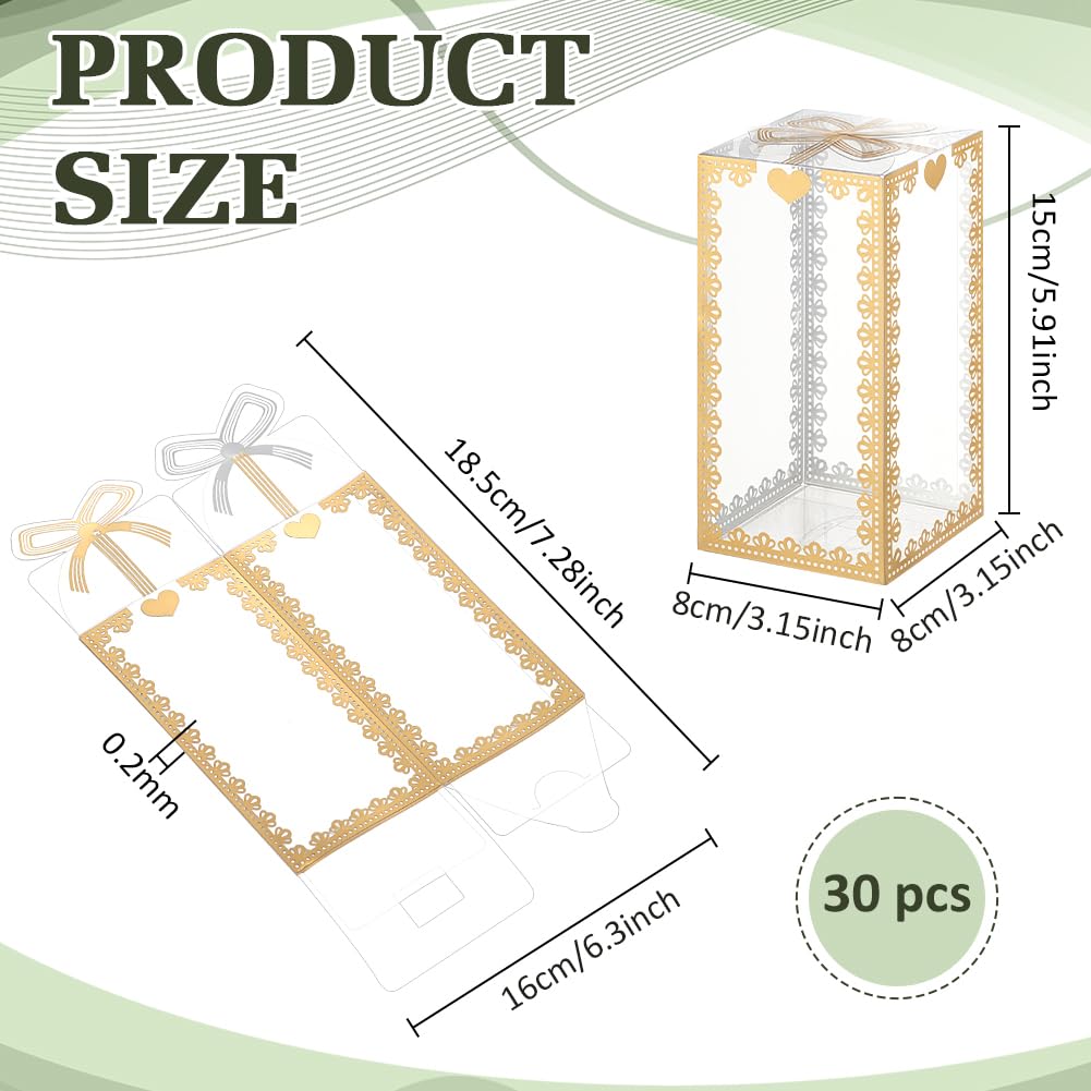 BENECREAT boîte cadeau transparente doré 30 pcs 80x80mm