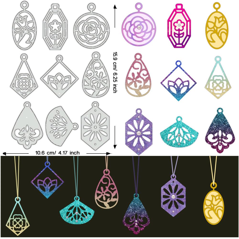 BENECREAT Boucles Oreilles Géométrique 9 pcs dies pendentif cuir