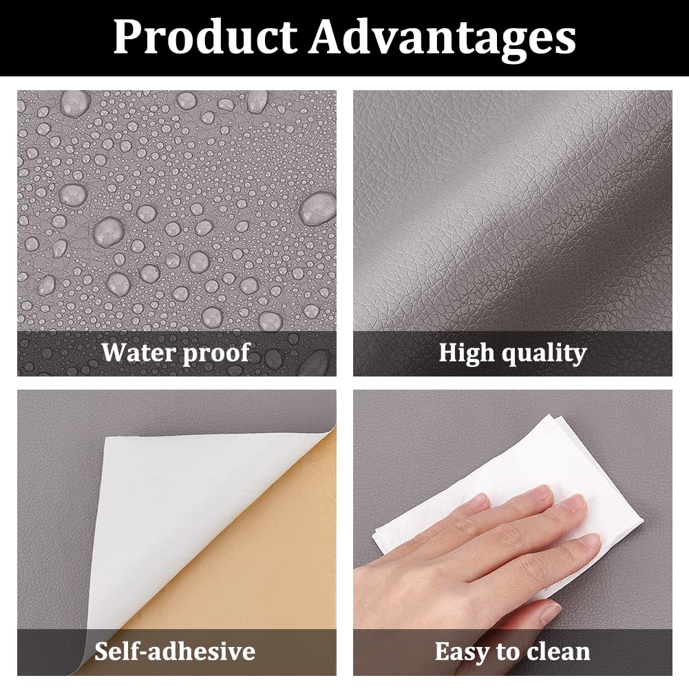 BENECREAT patch cuir autocollant gris 60x30 cm 0,8 mm