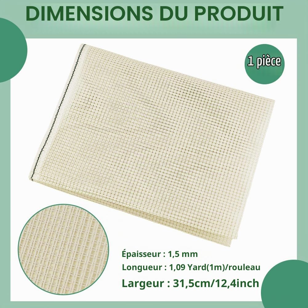 BENECREAT Toile Point de Croix Tissu Broder 100x31,5 cm Blanchâtre