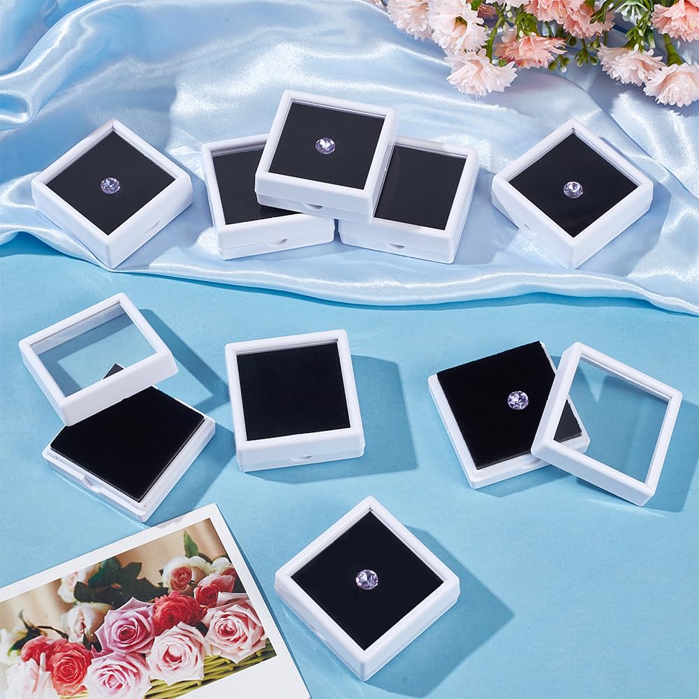 BENECREAT Boîte Présentation Pierres 12 pcs boîte bijoux verre blanc