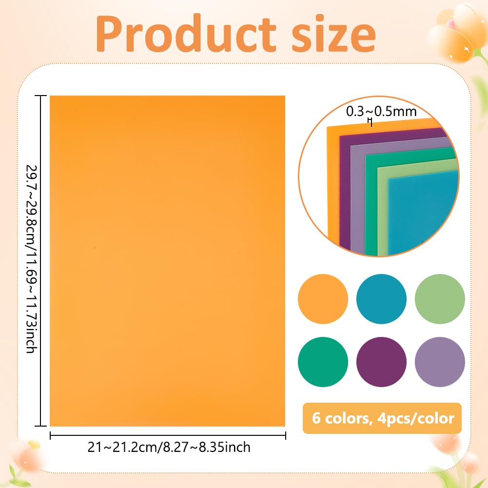 BENECREAT feuilles PVC souple A4 givré 6 couleurs 24 pcs
