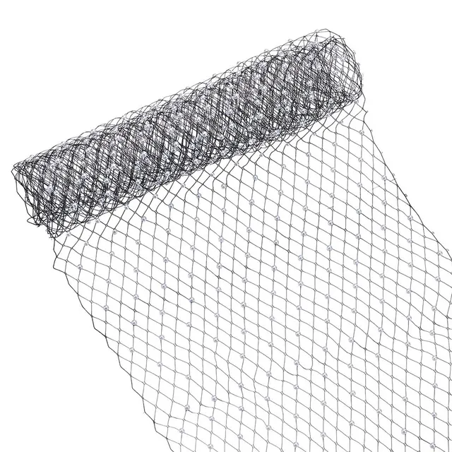 BENECREAT Tulle Filet Perles Noir 100x25cm Voile Mariage