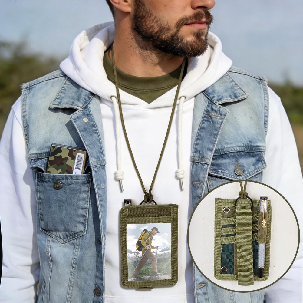 BENECREAT porte-badge tactique polyester vert dragonne