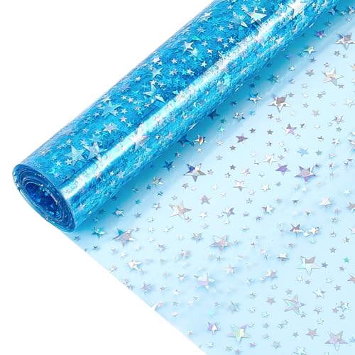 BENECREAT Feuille Vinyle Holographique Bleu Ciel Lot 2