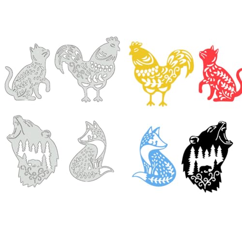 BENECREAT Animaux matrices de découpe 4 pcs chat coq loup ours