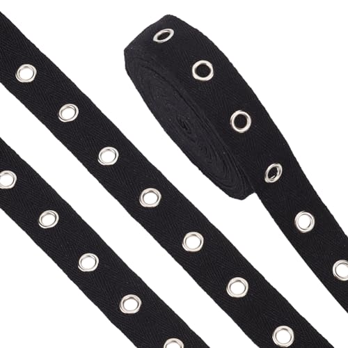 BENECREAT ruban œillets noir coton 25 mm 5,7 m