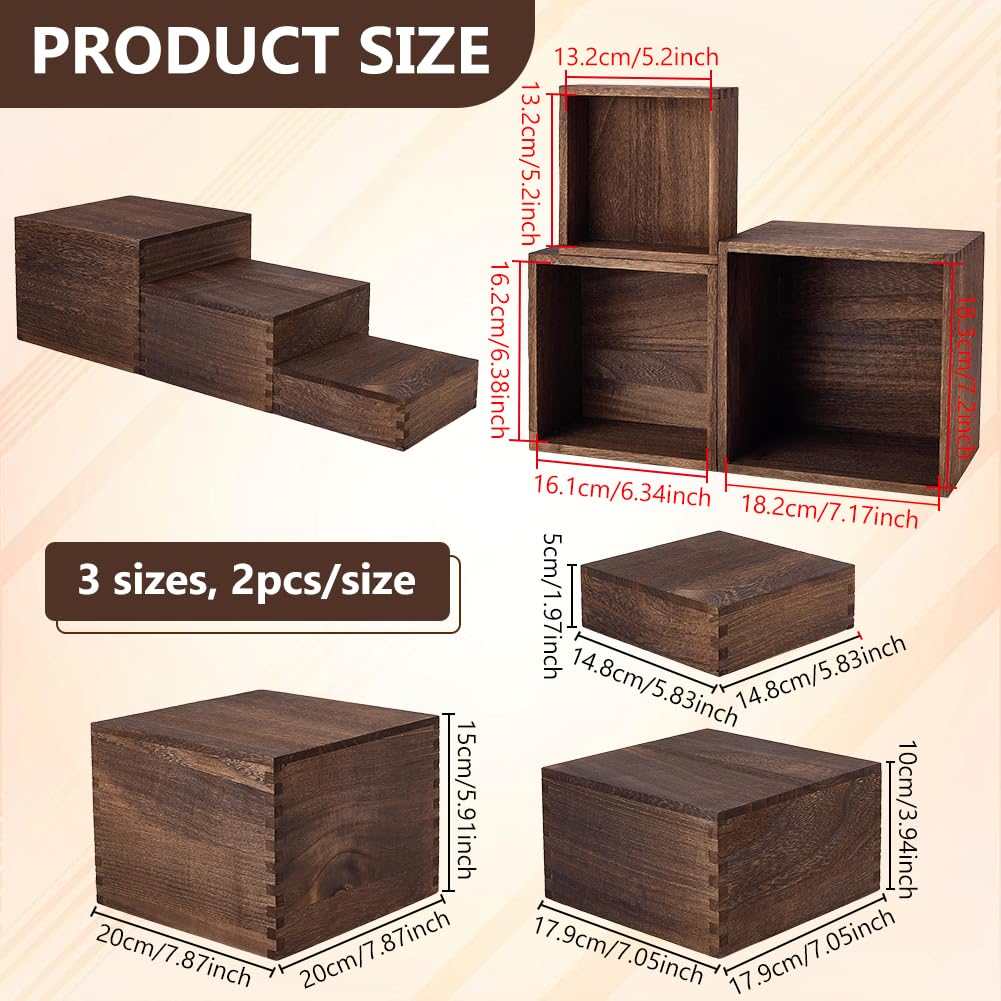 BENECREAT Présentoir Bois Rustique 3 Tailles x6 Rehausseur
