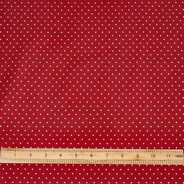 BENECREAT tissu coton à pois rouge foncé 1x1,45m doux