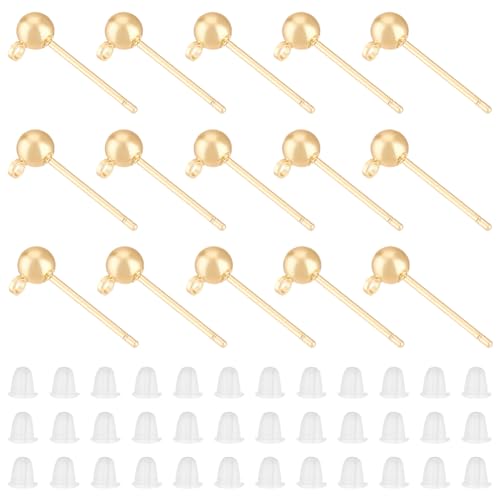 BENECREAT Clous Oreilles Boule Doré 50 pcs
