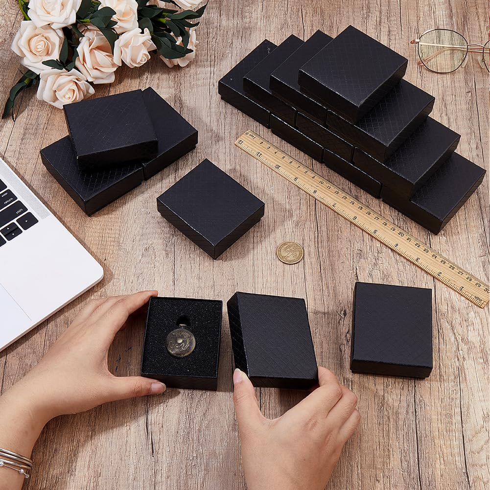 BENECREAT boîte montre gousset carton noir 16 pcs